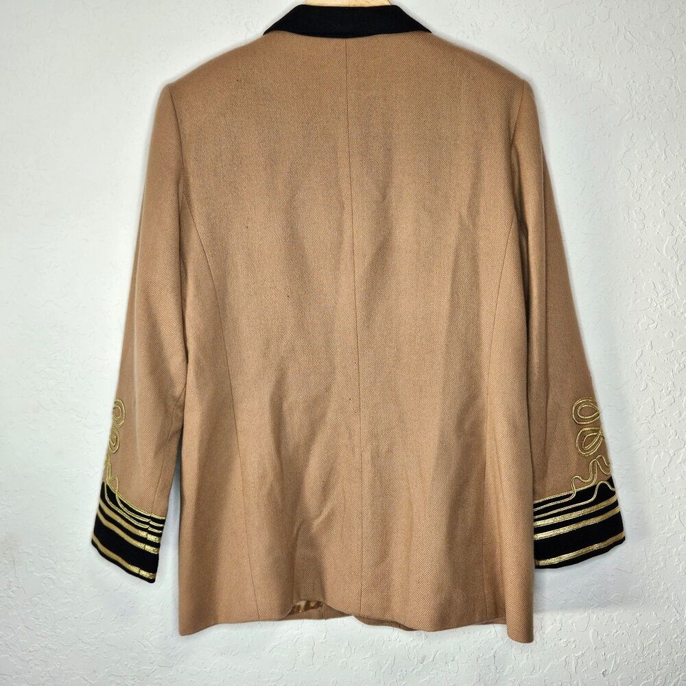Vintage Lew Magram Wool Blazer Gold Trim Embroidered Cuffs Made USA Large - Picture 5 of 5